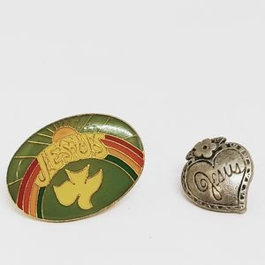 Vintage Christian Jesus Rainbow Sun Enamel pin